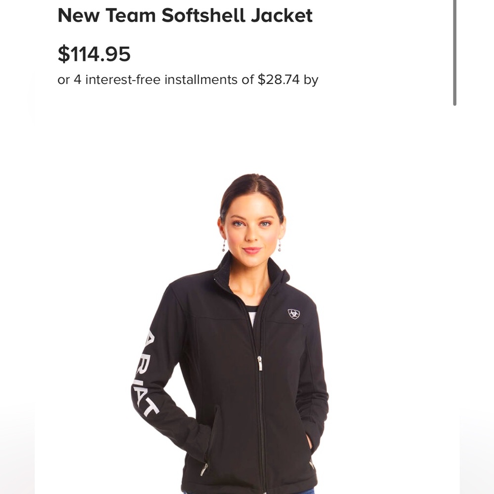 Ariat Women’s Medium New Team Soft Shell Jacket Black w/ white trim New With Tag